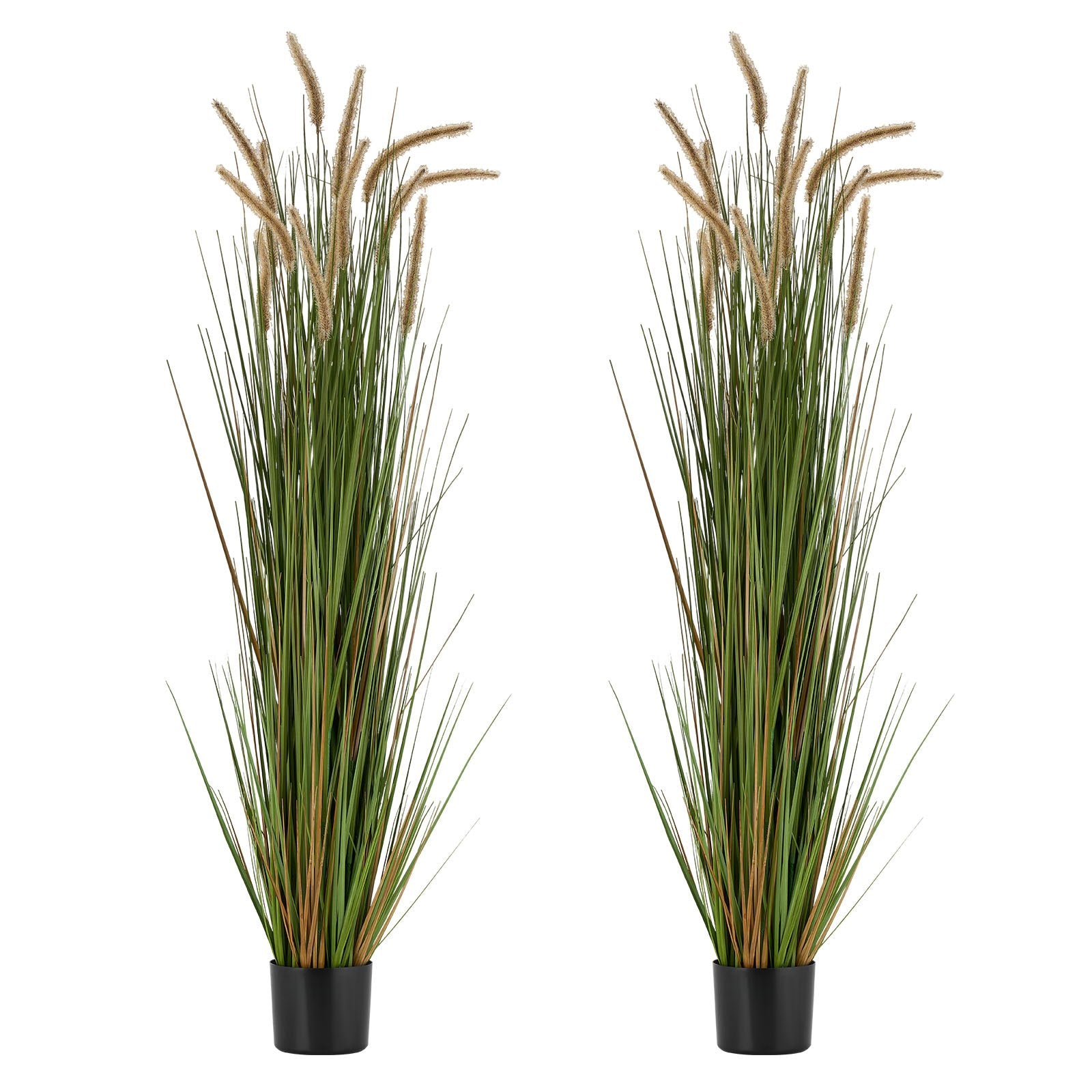 Artificial Grass Plant, 2 Pack 59 Inch Horsetail Reed Grass In Pot, Premium PVC Faux Fake Greenery Shrubs Plant For Indoor Outdoor House Home Garden Office Room Décor, Housewarming, Green